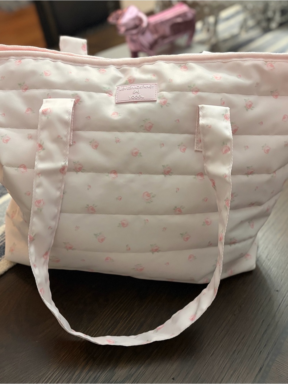 Quilted Pink Floral Tote